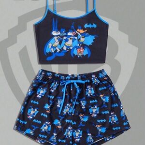 SHEIN Navy Blue Cartoon Pajama Set
